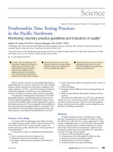 Coagulation system / Biology / Prothrombin time / Thromboplastin / Partial thromboplastin time / Clotting time / Medical laboratory / Quality assurance / Reagent / Blood tests / Medicine / Blood