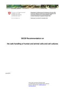 SECB Recommendation on the safe handling of human and animal cells and cell cultures June[removed]Swiss Expert Committee for Biosafety SECB