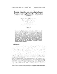 Cognitive Science Online, Vol.1, pp.46–57, 2003  http://cogsci-online.ucsd.edu Lexical dynamics and conceptual change: Analyses and implications for information