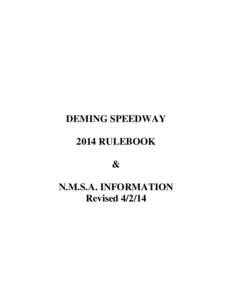 DEMING SPEEDWAY 2014 RULEBOOK & N.M.S.A. INFORMATION Revised[removed]