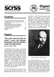 Digest Autumn 2014 £1.00 Civil War inThis article stated, very directly, the essence of the Leninist