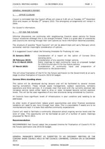 COUNCIL MEETING AGENDA  16 DECEMBER 2014 PAGE 1