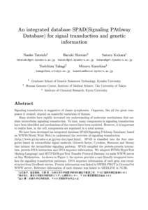 An integrated database SPAD(Signaling PAthway Database) for signal transduction and genetic information Naoko Tateishi1  