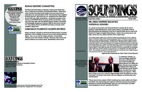 Rosenstiel School of Marine and Atmospheric Science / Fred Tappert / Virginia Key / Tappert / Underwater acoustics / Rickenbacker Causeway / Florida / Education in Miami /  Florida / University of Miami