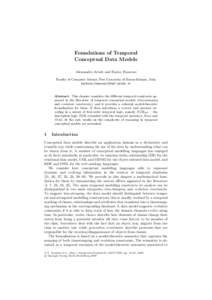 Foundations of Temporal Conceptual Data Models Alessandro Artale and Enrico Franconi Faculty of Computer Science, Free University of Bozen-Bolzano, Italy {artale,franconi}@inf.unibz.it