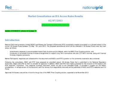 Market Consultation on IFA Access Rules Results[removed]Update of[removed]Update of[removed] : please ref to page 17.  Introduction