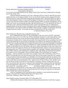 Southern Campaign American Revolution Pension Statements Pension application of Solomon Northern S38965 fn16NC Transcribed by Will Graves At a Circuit Court begun and held for the Wayne Circuit at the Court house in Mont