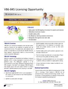 VB6-845 Licensing Opportunity VIVENTIA Bio Inc.  VB6-845