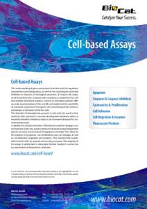 Cell-based Assays The understanding of gene and protein functions and the regulatory mechanisms controlling these, as well as the screening for potential inhibitors or inducers of biological processes, all require the an