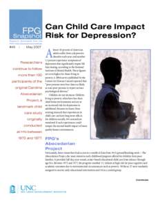 Snapshot #46: Can Child Care Impact Risk for Depression