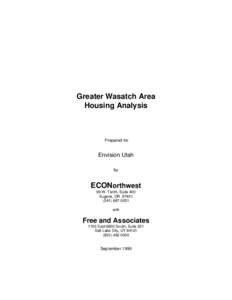 Greater Wasatch Area Housing Analysis Prepared for  Envision Utah
