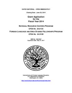 FY 2014 Grant Application for the National Resources Center Program and the Foreign Language and Area Studies Program (PDF)