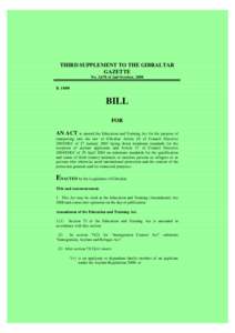 THIRD SUPPLEMENT TO THE GIBRALTAR GAZETTE No. 3,678 of 2nd October, 2008 B[removed]BILL