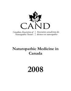 Naturopathic Medicine in Canada 2008  Preface