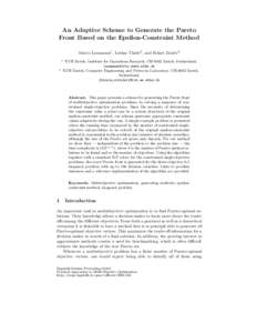 An Adaptive Scheme to Generate the Pareto Front Based on the Epsilon-Constraint Method Marco Laumanns1 , Lothar Thiele2 , and Eckart Zitzler2 1  2