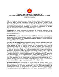 ASEAN COMMISSION ON THE PROMOTION AND PROTECTION OF THE RIGHTS OF WOMEN AND CHILDREN’S  JOINT STATEMENT ON THE ELIMINATION OF