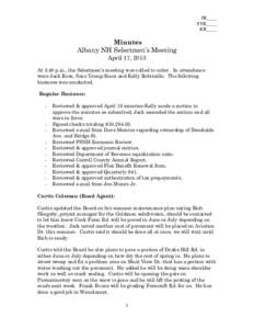 JR____ SYK____ KR____ Minutes Albany NH Selectmen’s Meeting