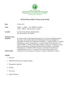 State of Washington  DEPARTMENT OF FISH AND WILDLIFE Mailing Address: 2108 Grand Boulevard ≅ Vancouver, WA[removed]6211 ≅ Fax[removed]