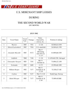 Merchant Ship Losses  U.S. MERCHANT SHIP LOSSES DURING THE SECOND WORLD WAR (BY MONTH)