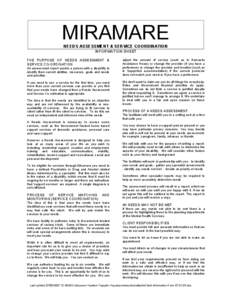 MIRAMARE NEEDS ASSESSMENT & SERVICE COORDINATION INFORMATION SHEET