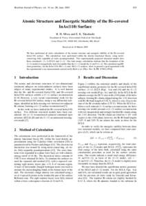 Brazilian Journal of Physics, vol. 34, no. 2B, June, Atomic Structure and Energetic Stability of the Bi–covered InAs(110) Surface