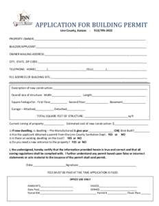 APPLICATION FOR BUILDING PERMIT Linn County, Kansas[removed]