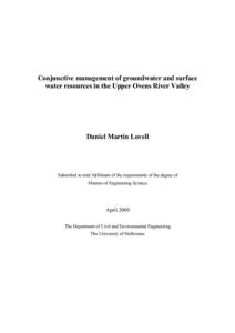 Conjunctive Management of groundwater and surface water resources in the Upper Ovens River Valley