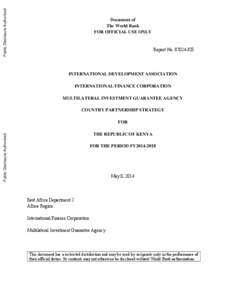 Public Disclosure Authorized  Document of The World Bank FOR OFFICIAL USE ONLY