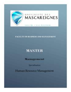 FACULTY OF BUSINESS AND MANAGEMENT  MASTER Management Specialisation