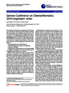 Oellien et al. Journal of Cheminformatics 2011, 3(Suppl 1):I1 http://www.jcheminf.com/content/3/S1/I1 INTRODUCTION  Open Access