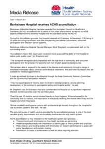 Bankstown Hospital receives ACHS accreditation