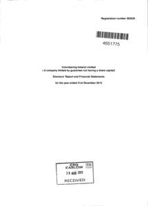 Volunteering Ireland Limited ( A company limited by guarantee not having a share capital ) Cash flow statement for the year ended 31st December 2012