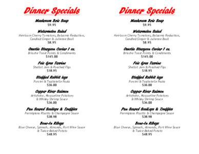 Dinner Specials  Dinner Specials Mushroom Brie Soup