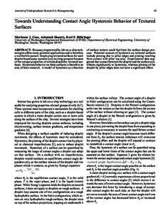 Journal of Undergraduate Research in Bioengineering  10 Towards Understanding Contact Angle Hysteresis Behavior of Textured Surfaces