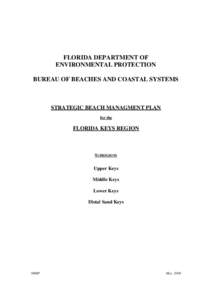FLORIDA DEPARTMENT OF ENVIRONMENTAL PROTECTION BUREAU OF BEACHES AND COASTAL SYSTEMS STRATEGIC BEACH MANAGMENT PLAN for the