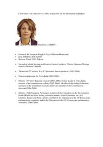 Curriculum vitae (The MEP is solely responsible for the information published)  Elisabetta GARDINI • •