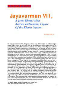 A POINT OF HISTORY  Jayavarman VII,