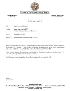 FLORIDA DEPARTMENT OISTATE • 1  CHARLIE CRIST