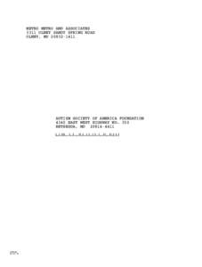 METRO METRO AND ASSOCIATES 3311 OLNEY SANDY SPRING ROAD OLNEY, MDAUTISM SOCIETY OF AMERICA FOUNDATION 4340 EAST WEST HIGHWAY NO. 350