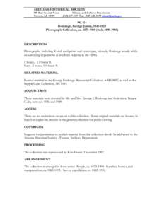 ARIZONA HISTORICAL SOCIETY 949 East Second Street Tucson, AZ[removed]Library and Archives Department[removed]Fax: ([removed]removed]