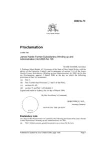 2006 No 74  New South Wales Proclamation under the