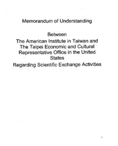 Memorandum of Understanding Between The American Institute in Taiwan and The Taipei Economic and Cultural Representative Office in the United States