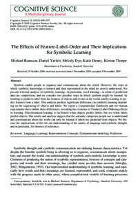 Cognitive Science[removed]–957 Copyright ! 2010 Cognitive Science Society, Inc. All rights reserved. ISSN: [removed]print[removed]online DOI: [removed]j[removed]01092.x  The Effects of Feature-Label-Ord