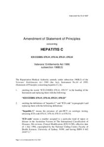 Instrument No.10 of[removed]Amendment of Statement of Principles concerning  HEPATITIS C