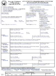 G) Cl D  APPLICATION FOR A NON-GENEALOGICAL CERTIFICATION