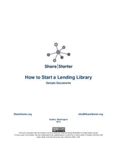 How to Start a Lending Library Sample Documents ShareStarter.org  