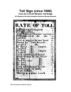 Types of roads / Toll road / Cornish /  New Hampshire / Toll bridge / Toll / New Hampshire / Covered bridge / Transport / Road transport / Land transport