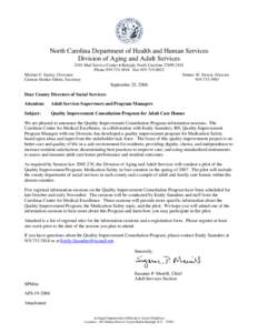 North Carolina Department of Health and Human Services Division of Aging and Adult Services 2101 Mail Service Center • Raleigh, North Carolina[removed]Phone[removed]Fax[removed]Michael F. Easley, Governor