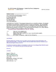 EMAIL FROM JIM NOLES TO MELISSA WATERS, USEPA. SUBJECT: APCO SECTION 104 RESPONSE - CAPITAL CITY PLUME, MONTGOMERY. (5:52 PM)