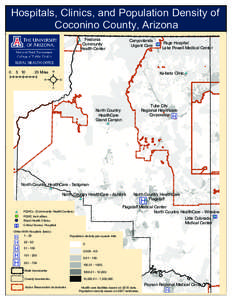 Hospitals, Clinics, and Population Density of Coconino County, Arizona * Fredonia # Community Health Center